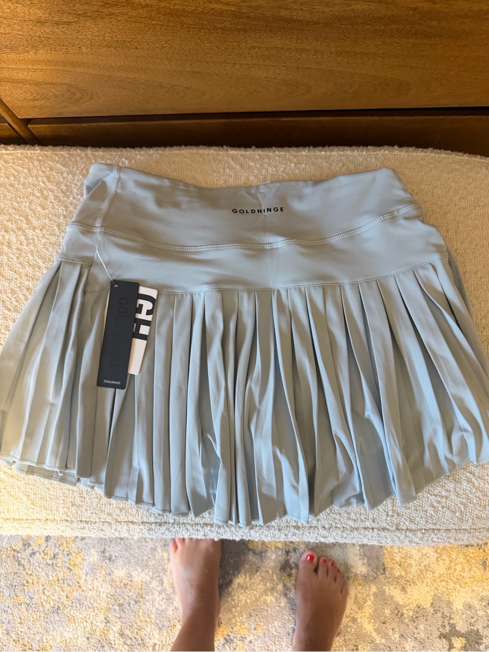 GoldHinge Pleated A-Line Skirt - Light Blue